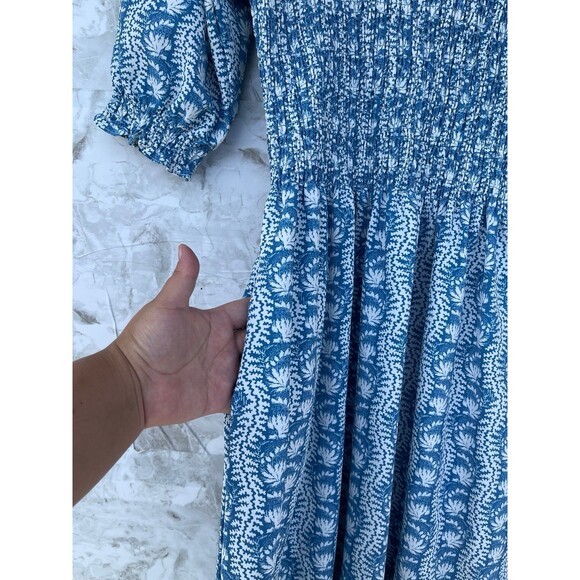 Hill House The Louisa Nap Blue Trailing Vine Crepe Midi Dress size small - Picture 7 of 9